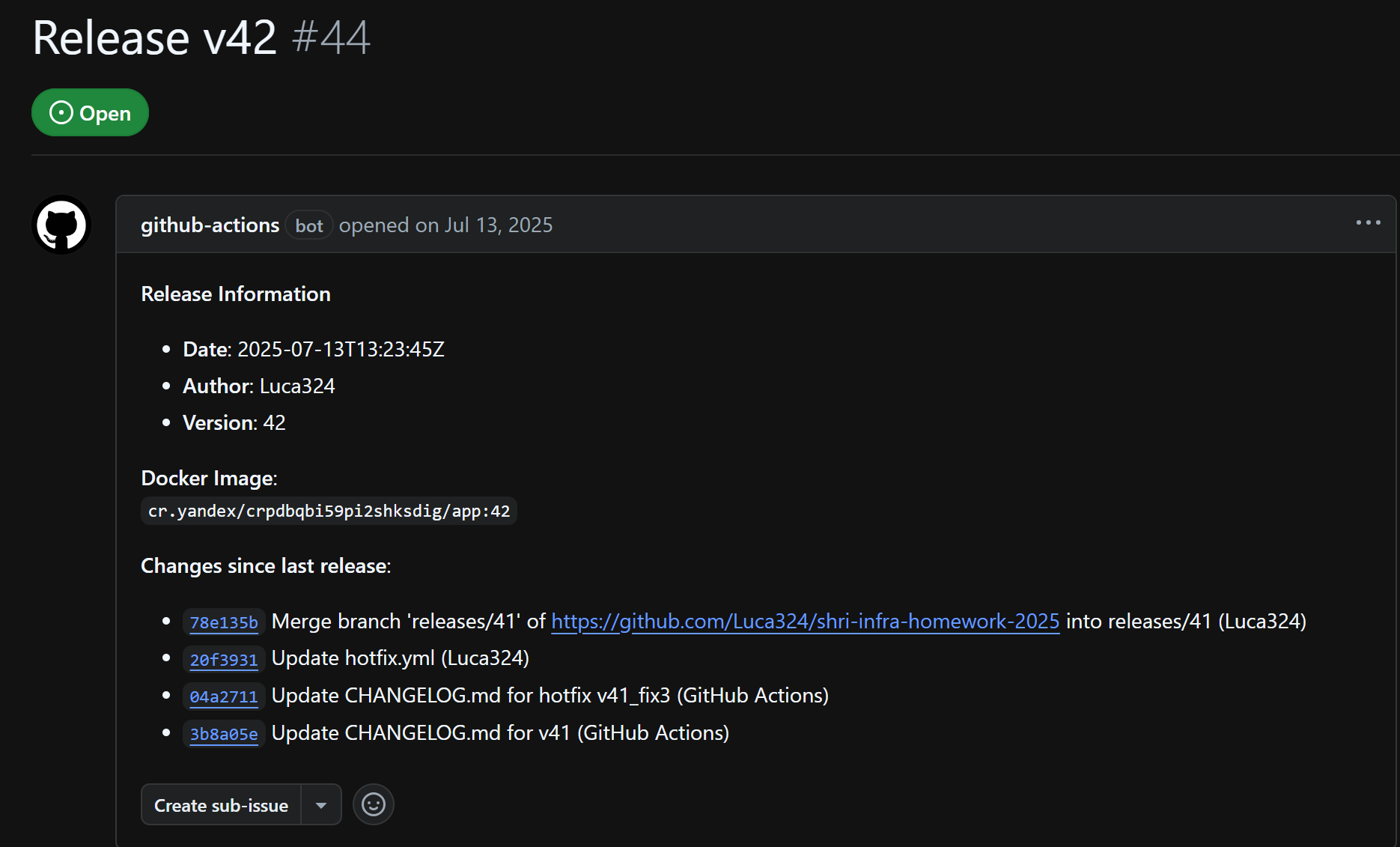GitHub Actions workflow